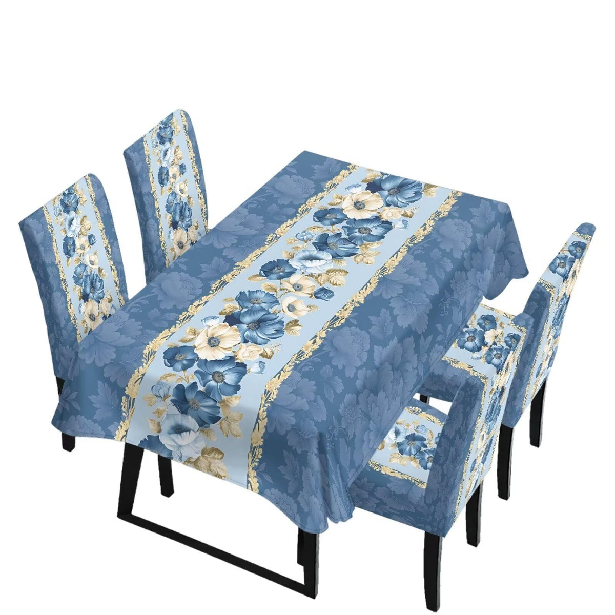 Thanksgiving Themed Dining Room Chair Cover and Tablecloths 5 Packs, Fall Leaf Print Kitchen Chair Seat Slipcovers Anti-Wrinkle Table Protector for Thanksgiving Day Party
