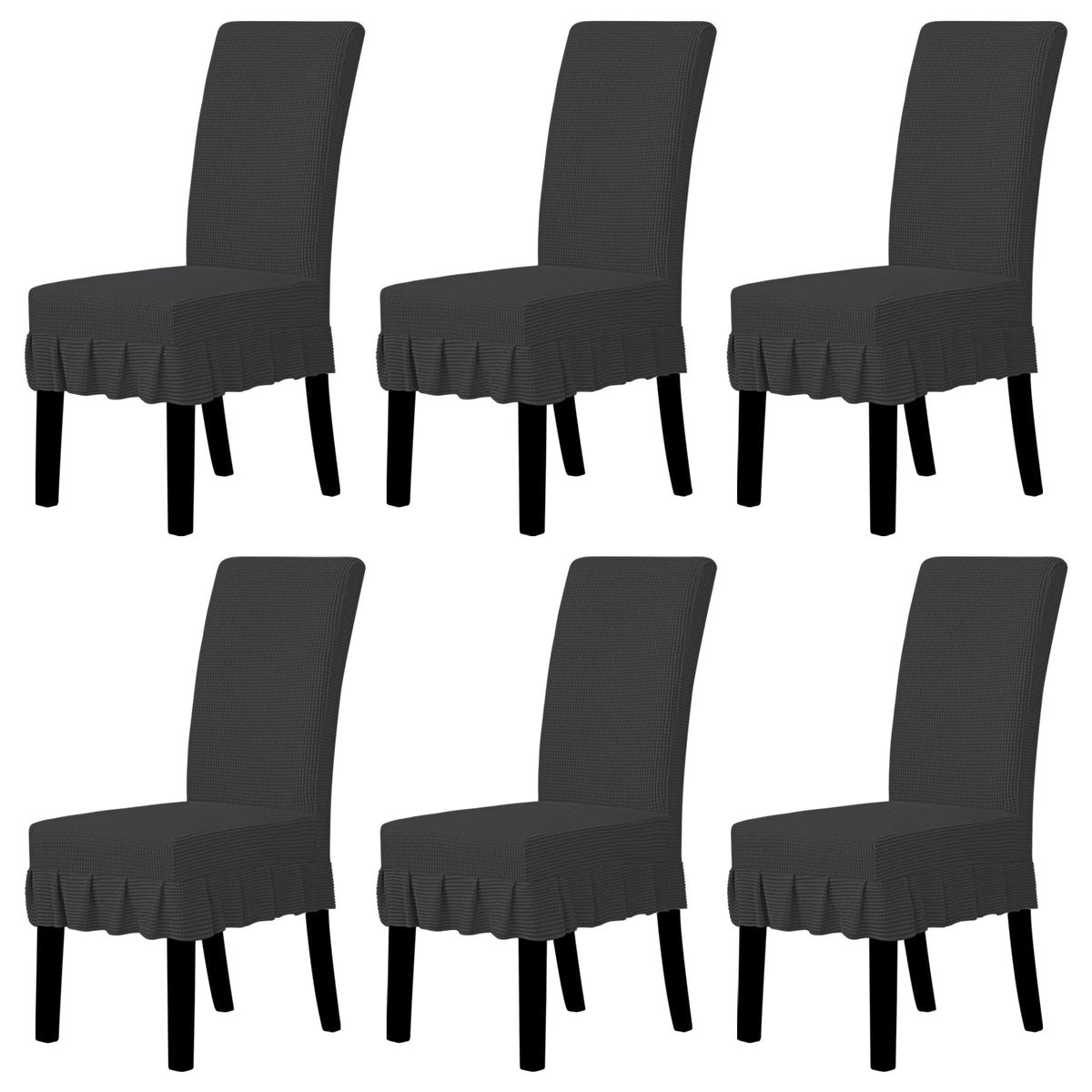 Easy-Going 2 PCS Stretch Dining Room Chair Covers with Skirt, Light Gray