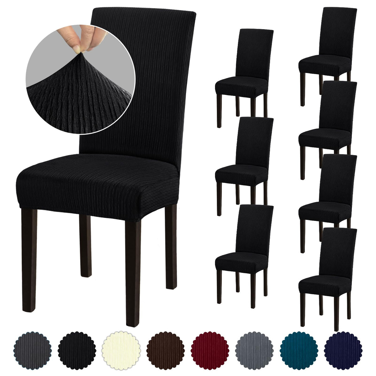 Stretch Dining Room Chair Covers Set of 6, Removable Washable Chair Covers for Dining Chairs,Dining Room, Hotel, Ceremony
