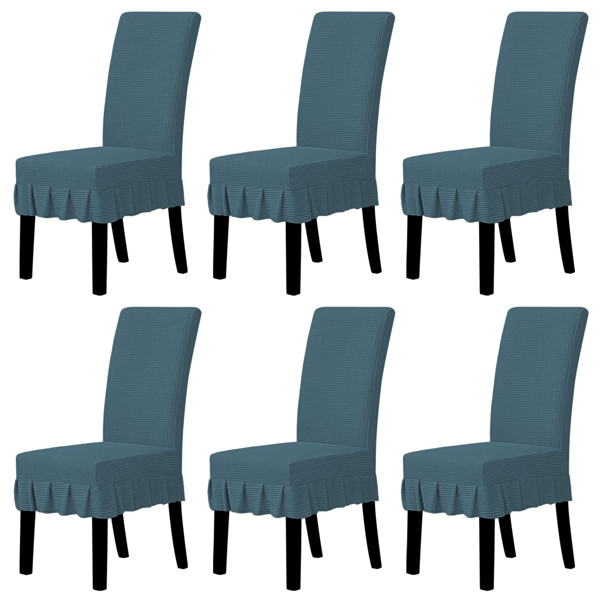 Easy-Going 2 PCS Stretch Dining Room Chair Covers with Skirt, Light Gray