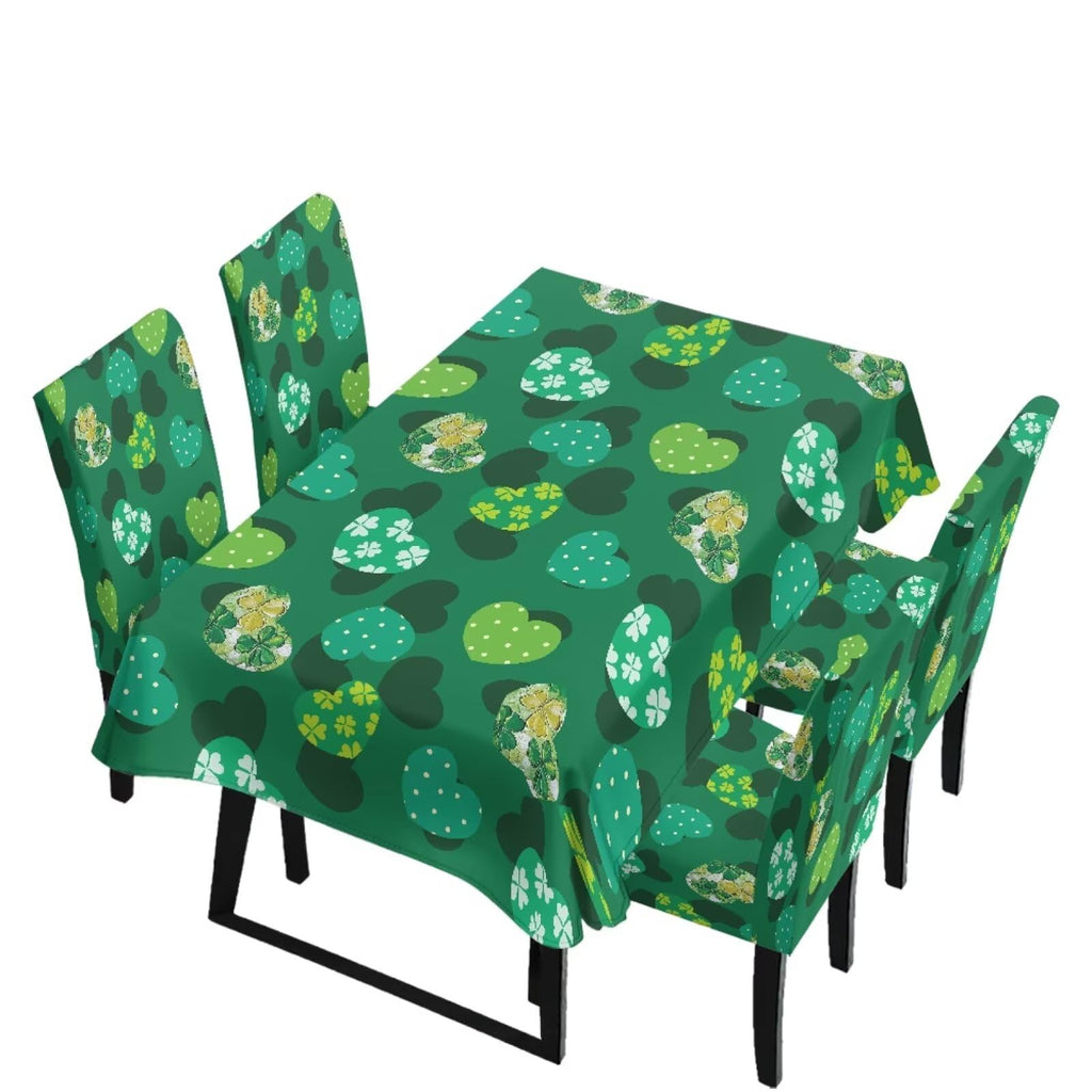Table Cloth and Dining Chair Covers Set of 5, Kitchen Chair Slipcovers Rectangle Table Cover, Removable Anti-dust Tablecloths Stain Resistant Soft Hotel Decor, Retro Geometry Flower