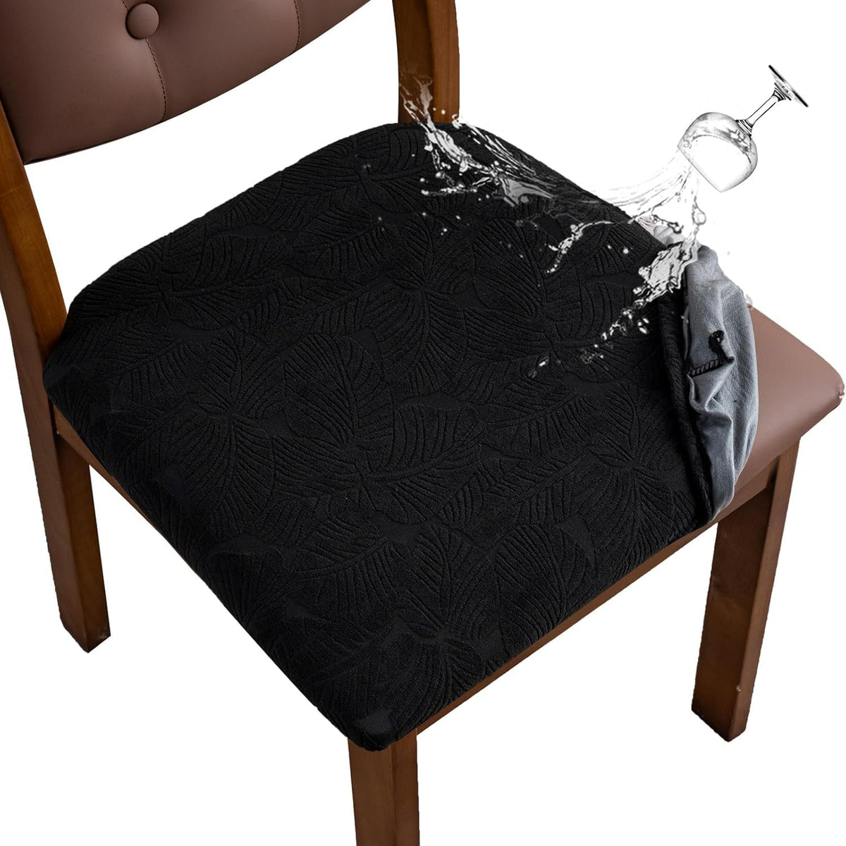 Waterproof Dining Room Chair Covers Set of 6,Taupe,Large