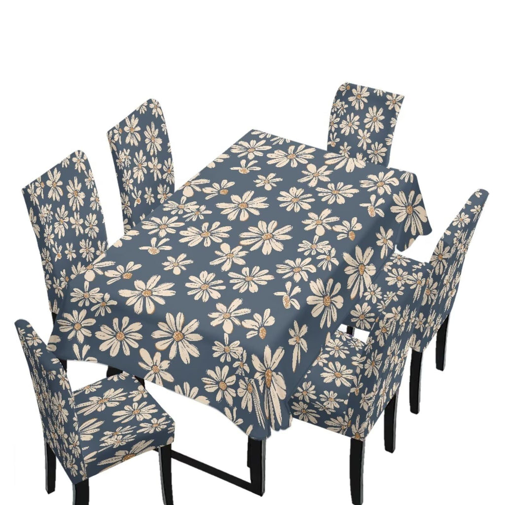 Dining Table Chair Covers 5 Pack, Removable Parsons Chair Slipcovers Dust Proof Tablecloths Scratch Resistant Seat Protector for Dining Room, Sunflower Honeycomb Bee Print Yellow