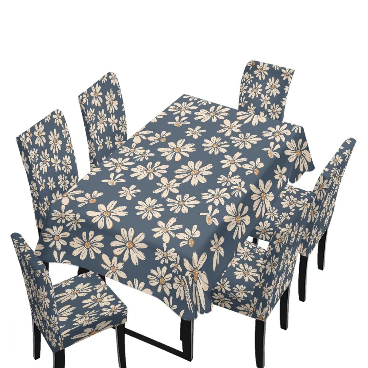 Dining Table Chair Covers 5 Pack, Removable Parsons Chair Slipcovers Dust Proof Tablecloths Scratch Resistant Seat Protector for Dining Room, Sunflower Honeycomb Bee Print Yellow