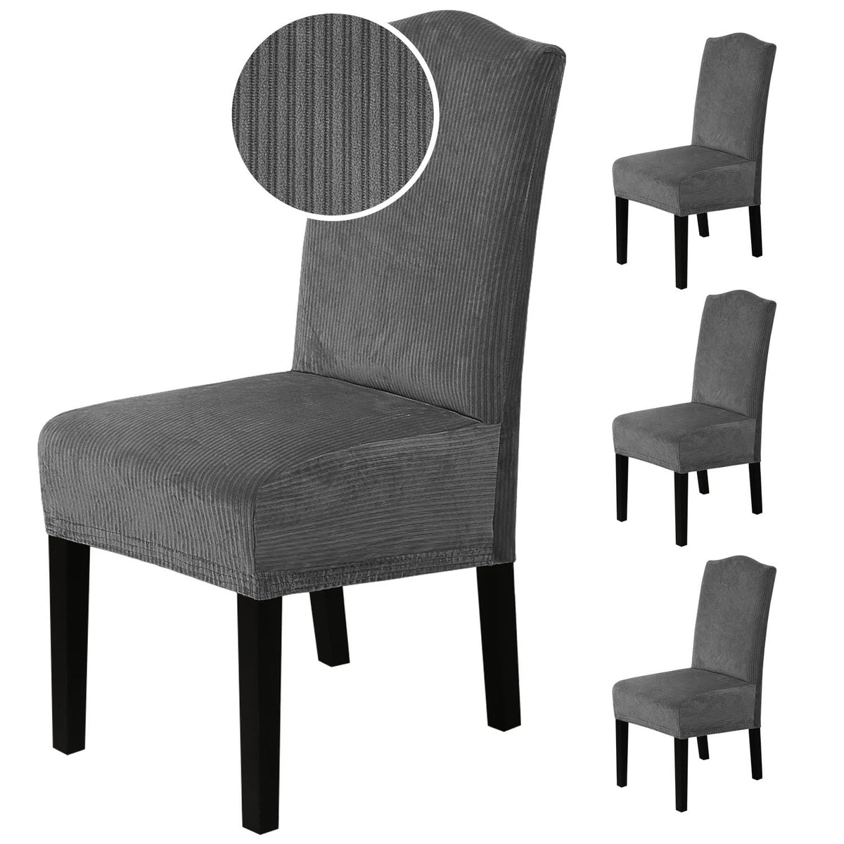 H.VERSAILTEX Dining Chair Covers Velvet Stretch Chair Covers for Dining Room Set of 6 Parson Chair Slipcovers Chair Protectors Covers, Soft Thick Solid Velvet Fabric Washable, Ivory