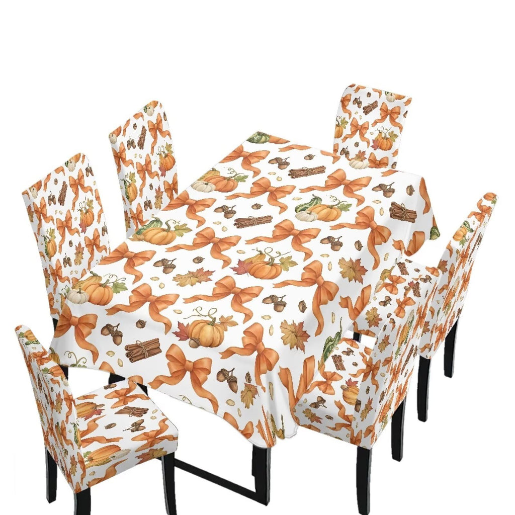 Thanksgiving Rectangle Table Cloth with Dining Chair Cover