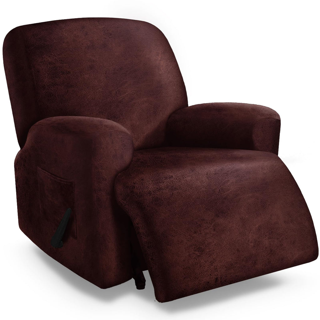 molasofa Leather Like Additional Recliner Console Cover for Reclining Loveseat Covers Stretch Jacquard Middle Consolefor Recliner Couch(Dark Brown)