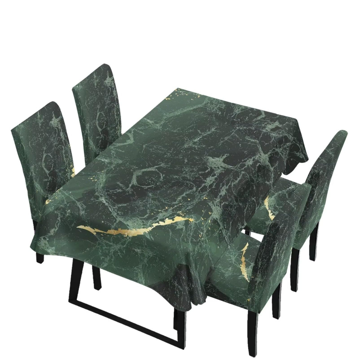 Palm Leaves Rectangular Table Cloth & Dining Chair Covers Set of 5, Stain Resistant Wipeable Chair Protectors for Farmhouse Rustic Home Kitchen Party Decor