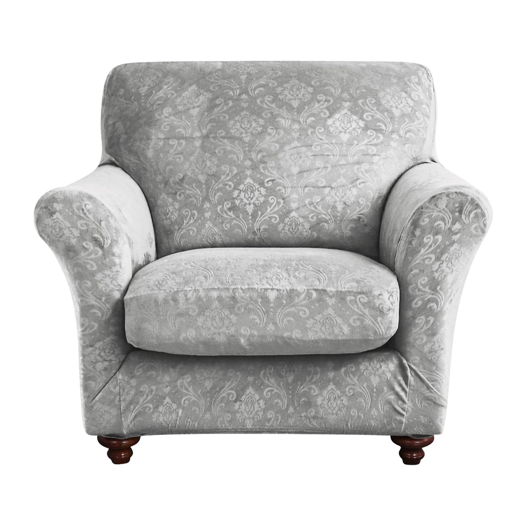 3 Pieces Sofa Covers for 2 Cushion Couch Velvet Embossing Camel Stretch Loveseat Couch Slipcovers with 2 Cushions Washable