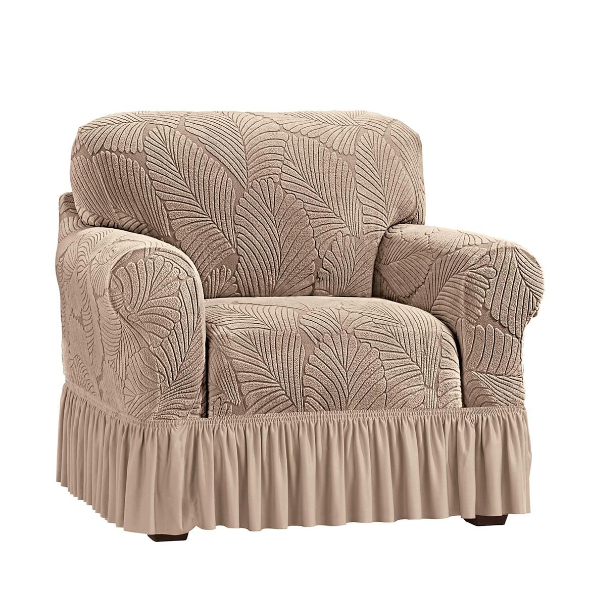 Collections Etc Textured Leaf Design Ruffled Skirt Slipcover