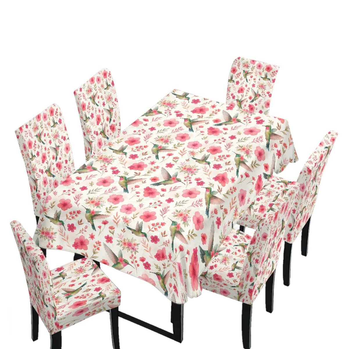 5 Pack Dining Room Chair Cover Set and Table Cloth Rectangle, Dust Proof Machine Washable Tablecloths Comfortable Chair Seat Slipcovers for Restaurant Decor, Abstract Fluid Marble