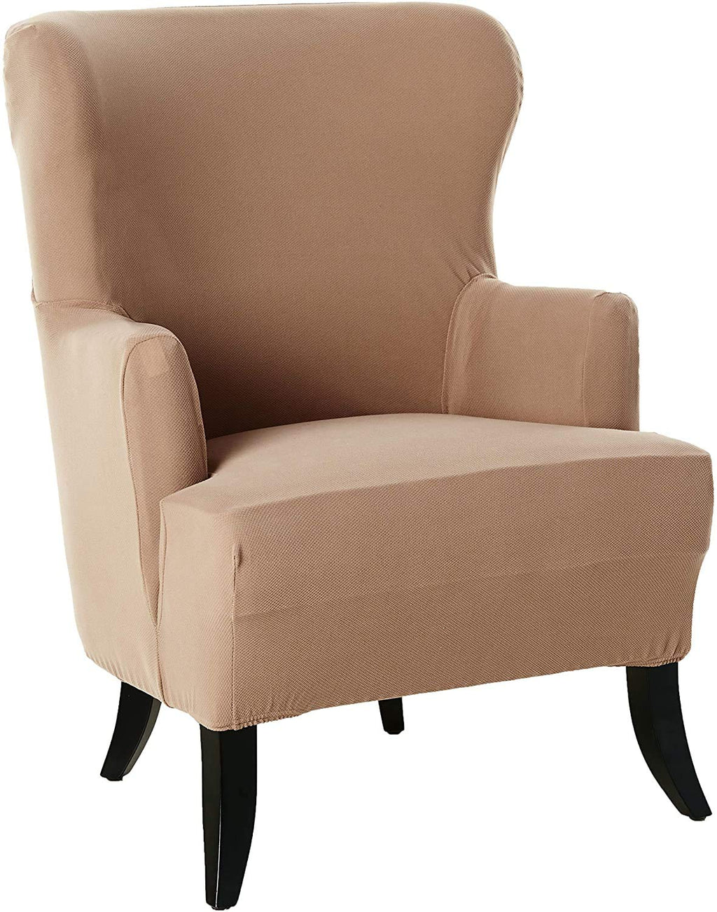 SureFit Form Fit Stretch Morgan Loveseat Slipcover - One Piece Polyester/Spandex Elastic Slipcover, Machine Washable (Loveseat Box Cushion, Ivory Color)