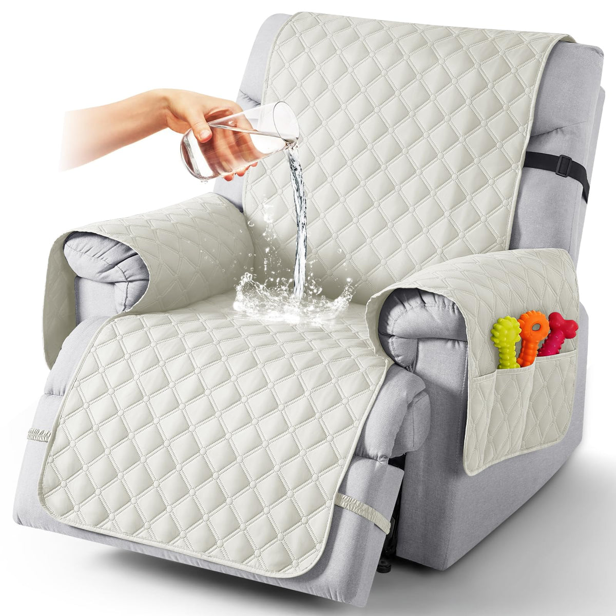 TAOCOCO 100% Waterproof Loveseat Recliner Covers Reversible, Charcoal Gray