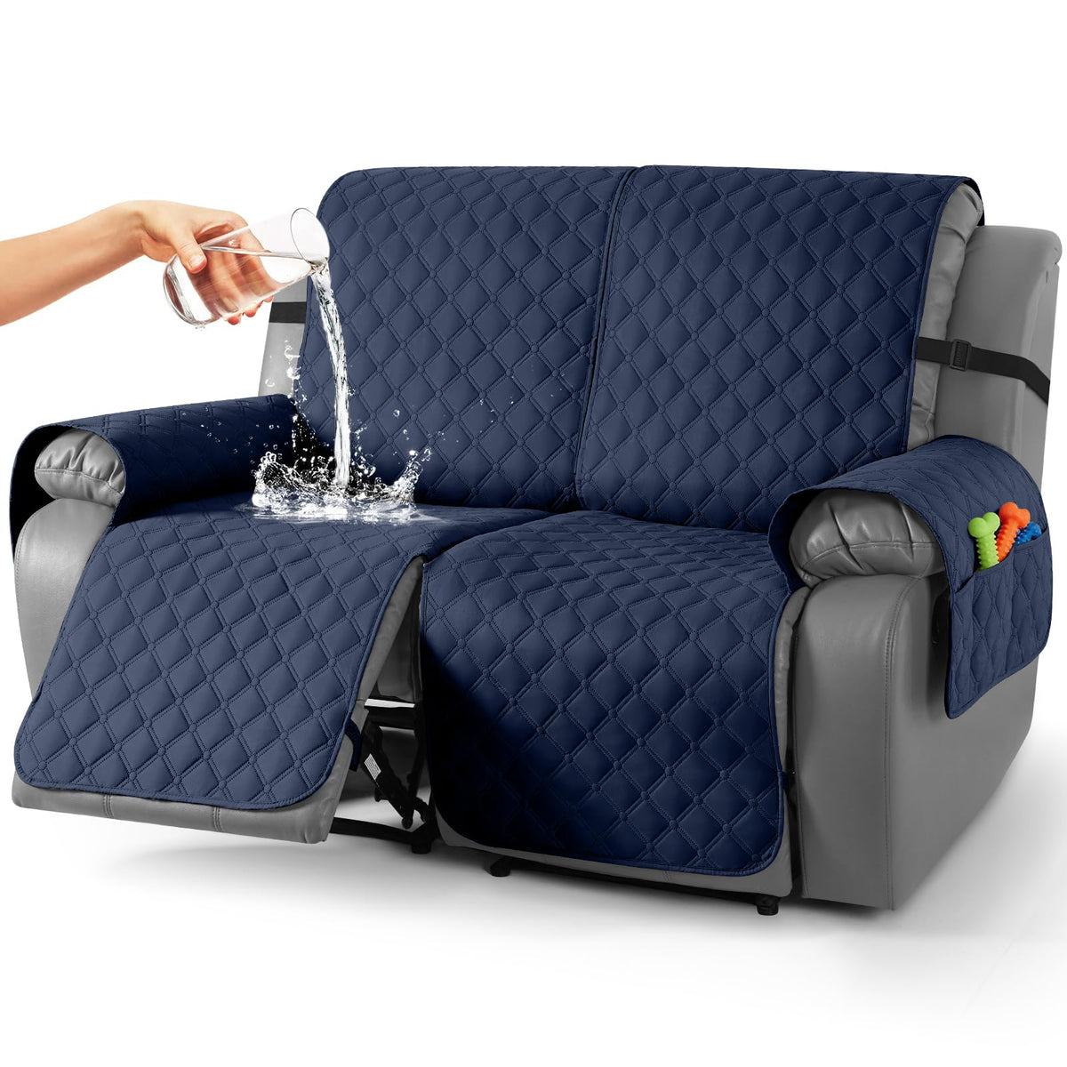 TAOCOCO 100% Waterproof Loveseat Recliner Covers Reversible, Charcoal Gray