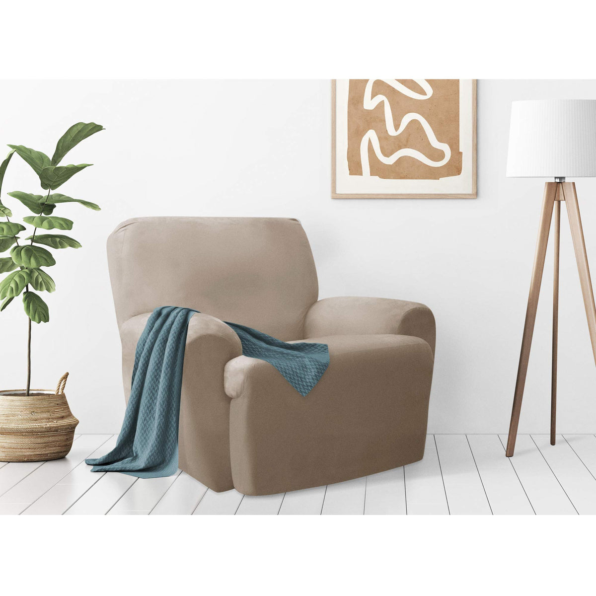 Zenna Home, Chocolate/Brown Furniture Cover: Stretch Plush 1-Piece Loveseat Slipcover (EFCLSTCH)