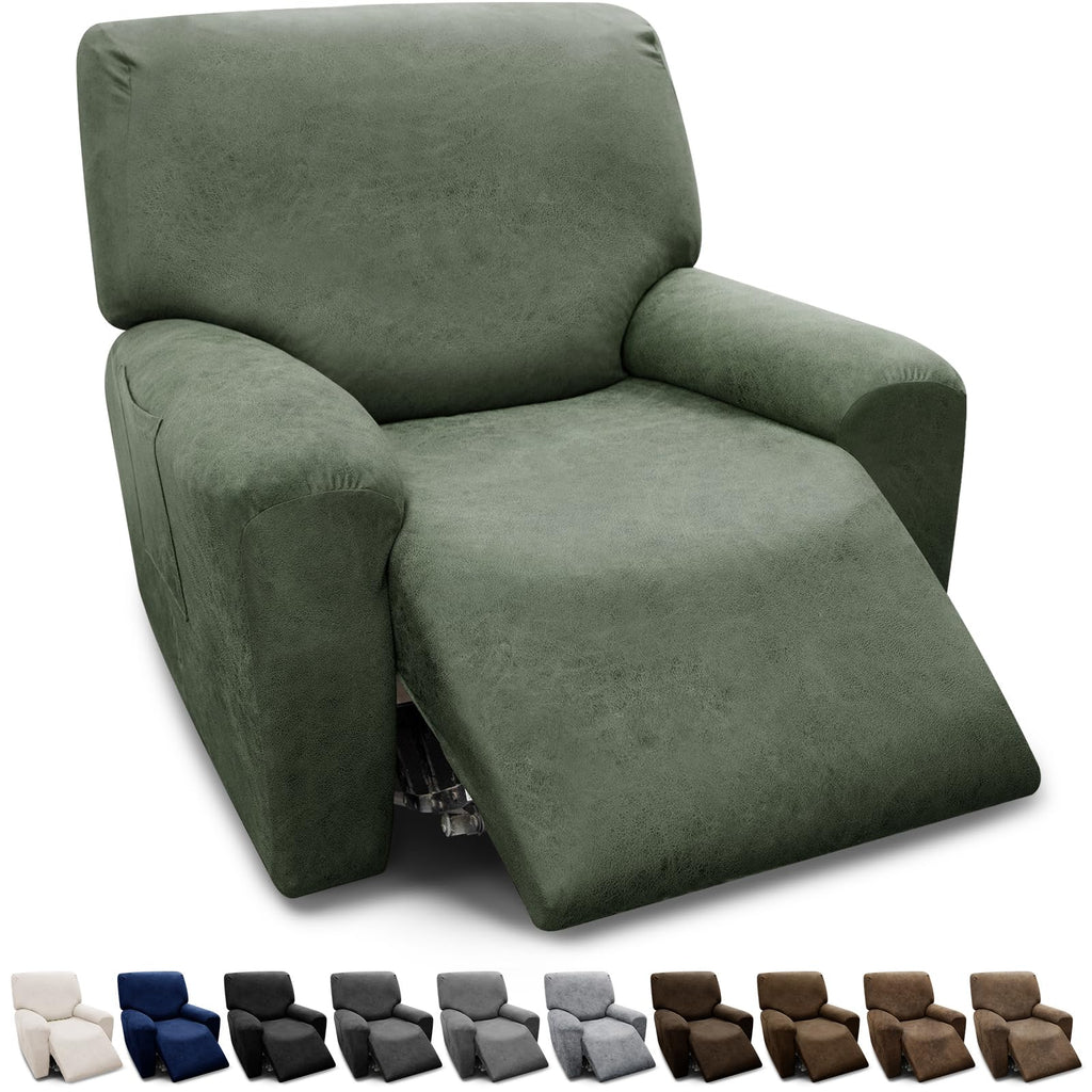 3-Pieces T Cushion Loveseat Slipcovers Leather Look Couch Cover Loveseat Covers for 2 Cushion Couch Furniture Protector Stretch Sofa Cover with 2 Individual T Cushion Seat Covers, Brown