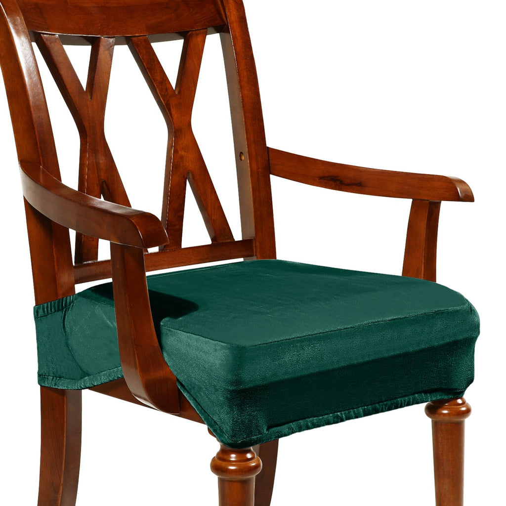 Havawish Extra Wide Dining Chair Seat Covers, Beige White, Velvet, 6 Pcs