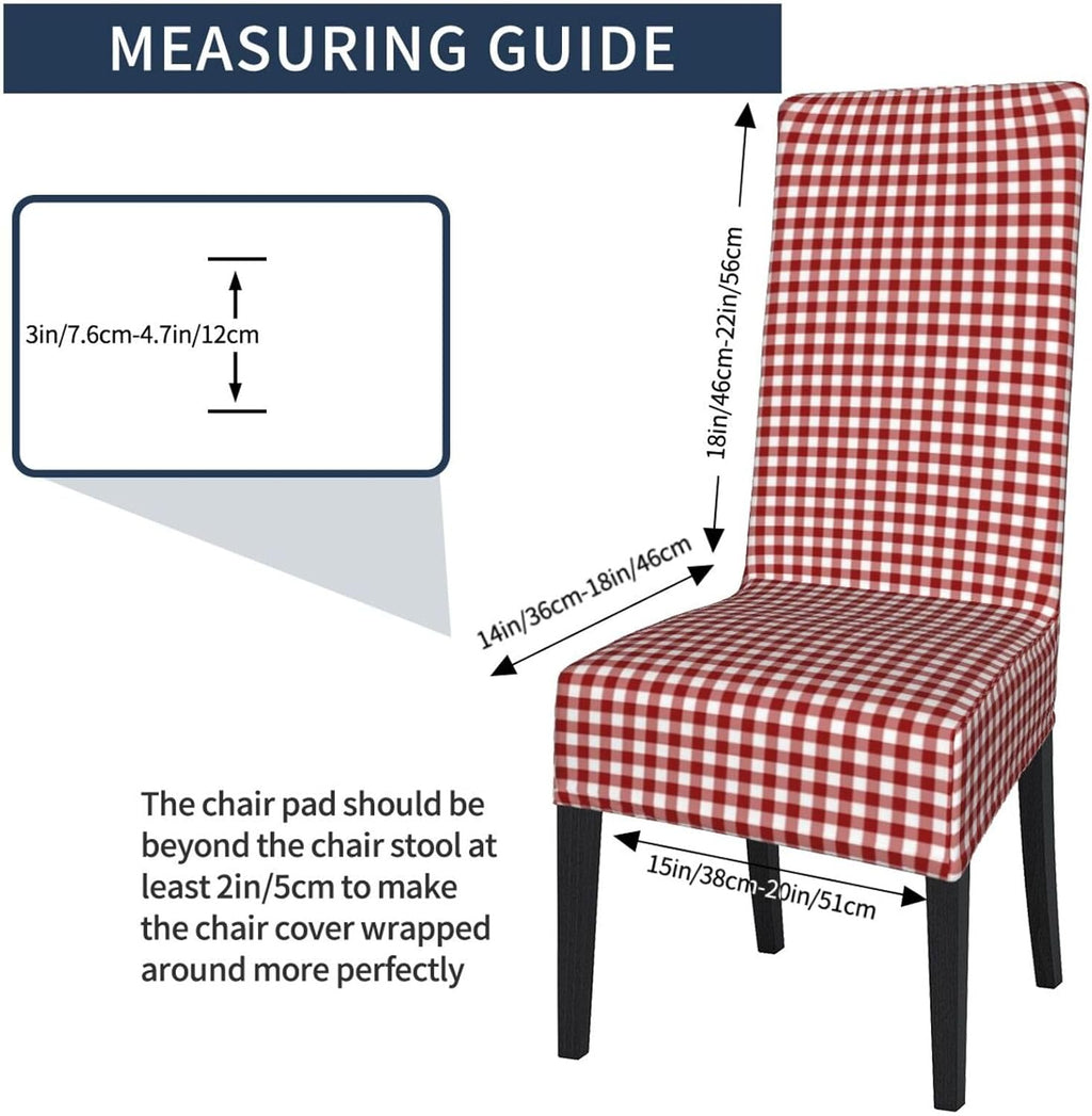 Plaid Picnic Table Cloth Red Removable Chair Covers for Dining Chairs, Washable Protective Seat Slipcovers,Pet Protective Cover