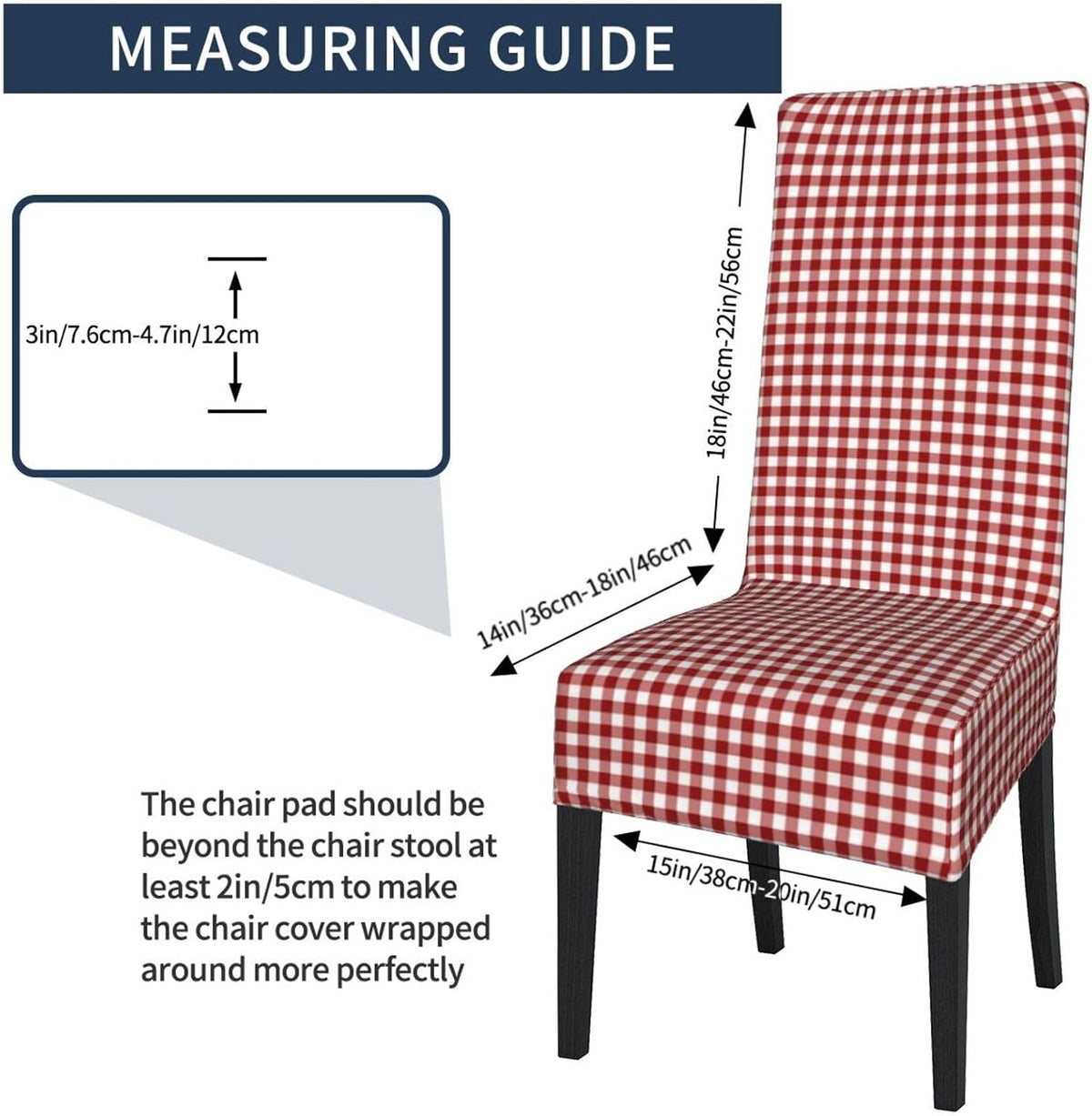 Plaid Picnic Table Cloth Red Removable Chair Covers for Dining Chairs, Washable Protective Seat Slipcovers,Pet Protective Cover
