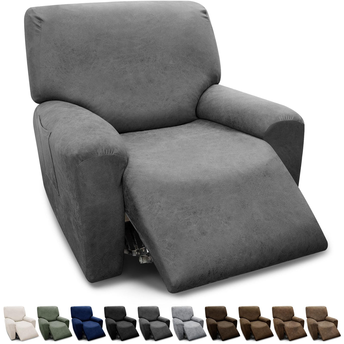 3-Pieces T Cushion Loveseat Slipcovers Leather Look Couch Cover Loveseat Covers for 2 Cushion Couch Furniture Protector Stretch Sofa Cover with 2 Individual T Cushion Seat Covers, Brown