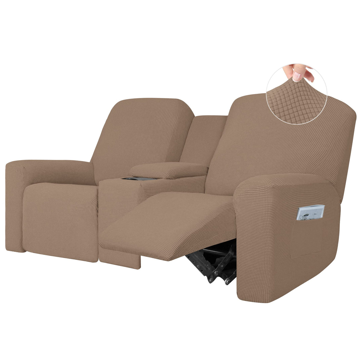 Easy-Going 1 Piece Reclining Loveseat with Middle Console Slipcover
