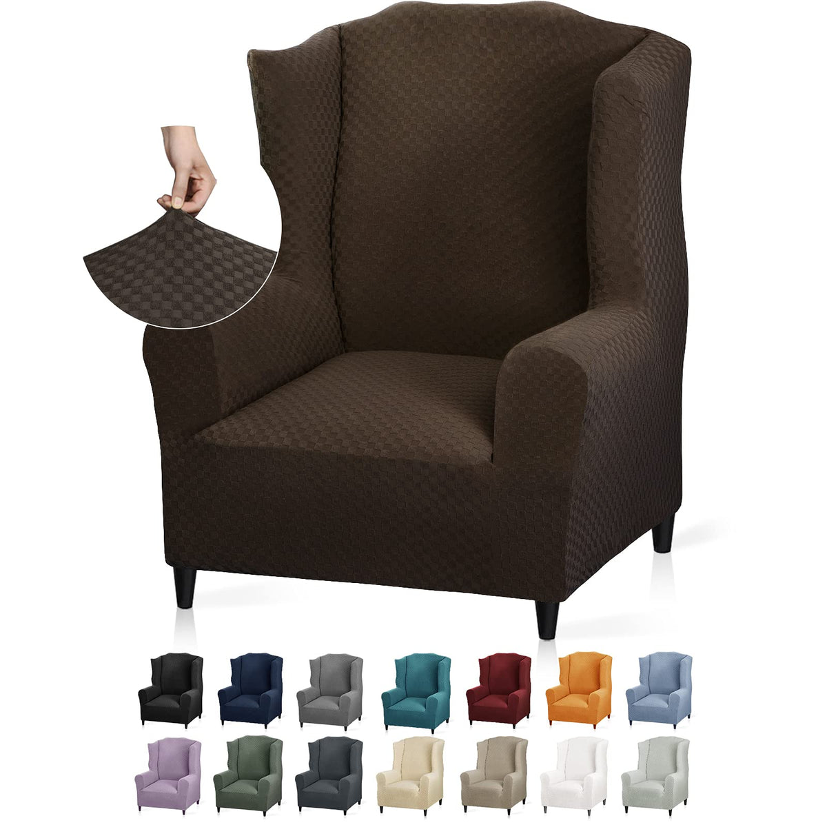 YEMYHOM 2 Packs Latest Checkered Dining Chair Slipcover Parsons Chair Furniture Protector Stretch Chair Covers for Dining Room, Restaurant, Kitchen, Party (Light Gray)