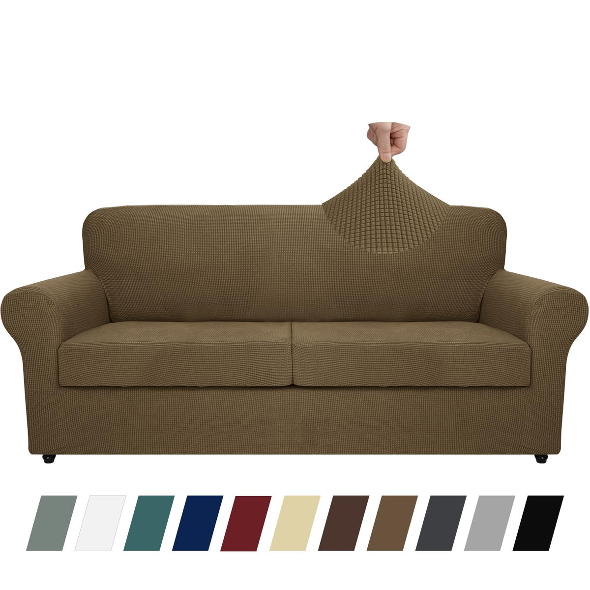 MAXIJIN 2 Piece Couch Covers for 2 Cushion Couch Super Stretch Loveseat Slipcover Dogs Pet Proof Fitted Furniture Protector Spandex Non Slip Sofa Love Seat Cover Washable (Loveseat, Gray)