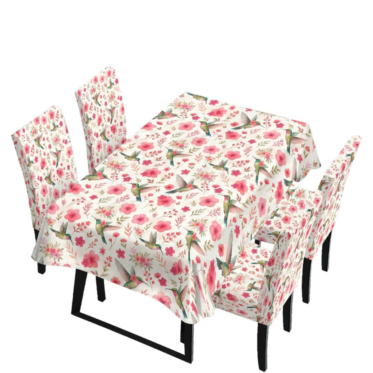 5 Pack Dining Room Chair Cover Set and Table Cloth Rectangle, Dust Proof Machine Washable Tablecloths Comfortable Chair Seat Slipcovers for Restaurant Decor, Abstract Fluid Marble