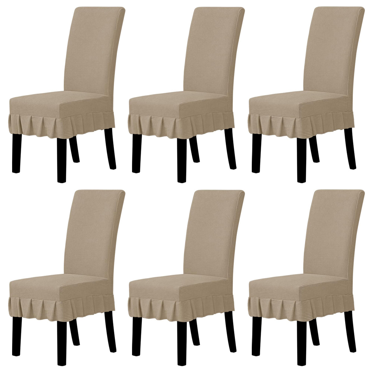 Easy-Going 2 PCS Stretch Dining Room Chair Covers with Skirt, Light Gray