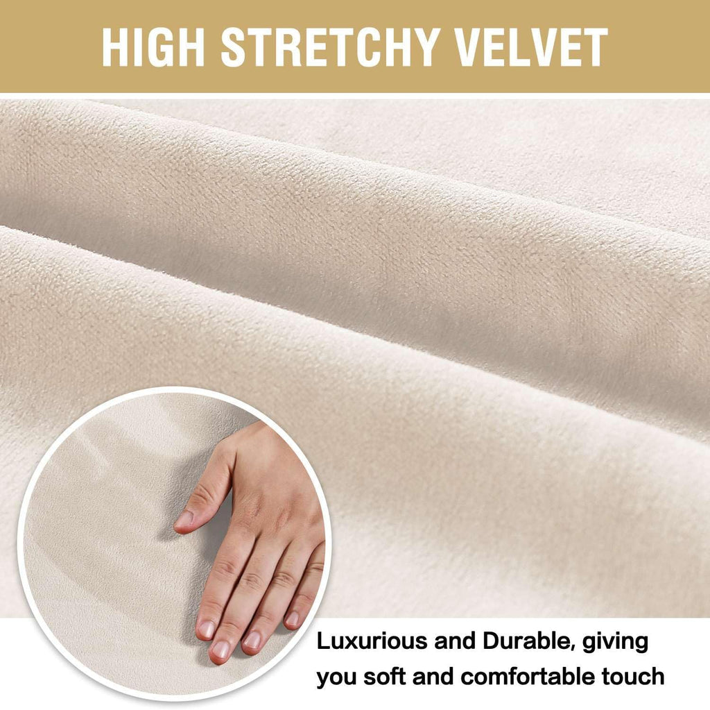 H.VERSAILTEX Dining Chair Covers Velvet Stretch Chair Covers for Dining Room Set of 6 Parson Chair Slipcovers Chair Protectors Covers, Soft Thick Solid Velvet Fabric Washable, Ivory