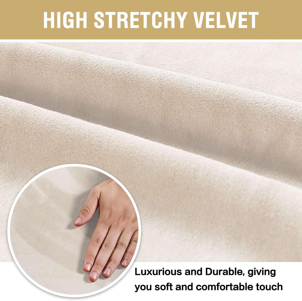 H.VERSAILTEX Dining Chair Covers Velvet Stretch Chair Covers for Dining Room Set of 6 Parson Chair Slipcovers Chair Protectors Covers, Soft Thick Solid Velvet Fabric Washable, Ivory