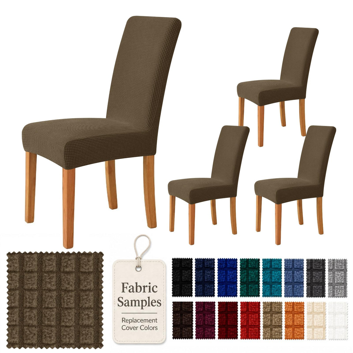 YEMYHOM 2 Packs Latest Checkered Dining Chair Slipcover Parsons Chair Furniture Protector Stretch Chair Covers for Dining Room, Restaurant, Kitchen, Party (Light Gray)