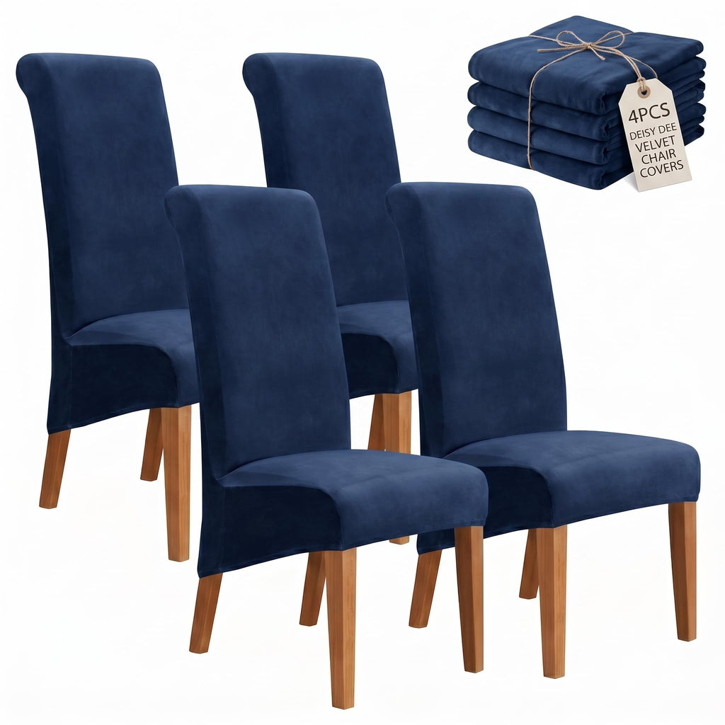 Velvet Dining Chair Covers Set of 2, Extra Large XL Oversized Stretch Parsons Chair Slipcovers for High Back Dining Room Kitchen, Non-Slip Removable Washable Chair Protectors,Khaki