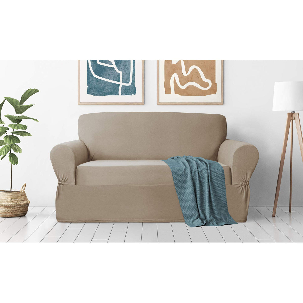 Zenna Home, Chocolate/Brown Furniture Cover: Stretch Plush 1-Piece Loveseat Slipcover (EFCLSTCH)