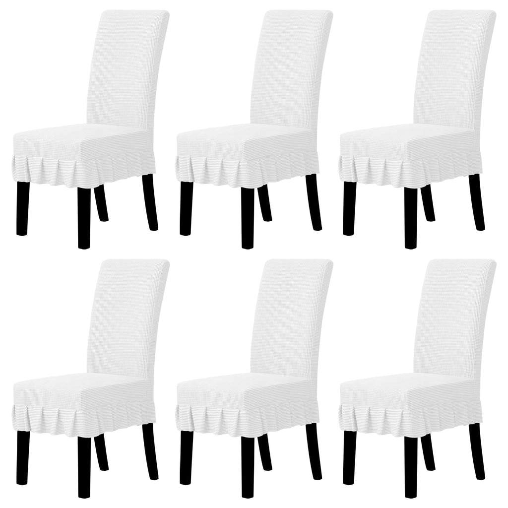 Easy-Going 2 PCS Stretch Dining Room Chair Covers with Skirt, Light Gray