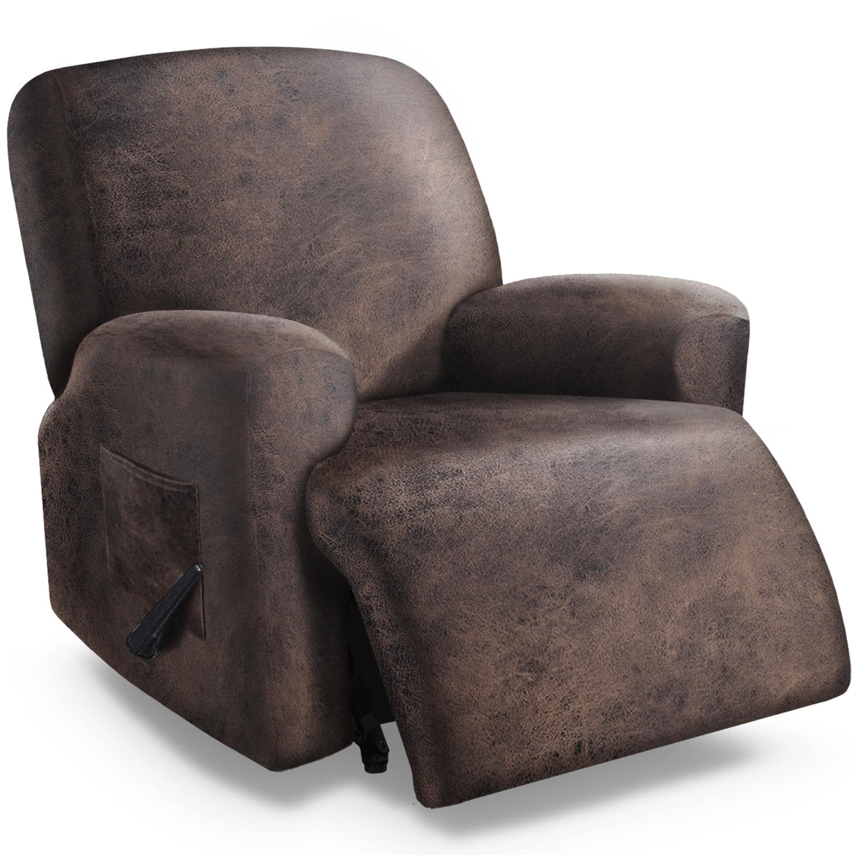 molasofa Leather Like Additional Recliner Console Cover for Reclining Loveseat Covers Stretch Jacquard Middle Consolefor Recliner Couch(Dark Brown)