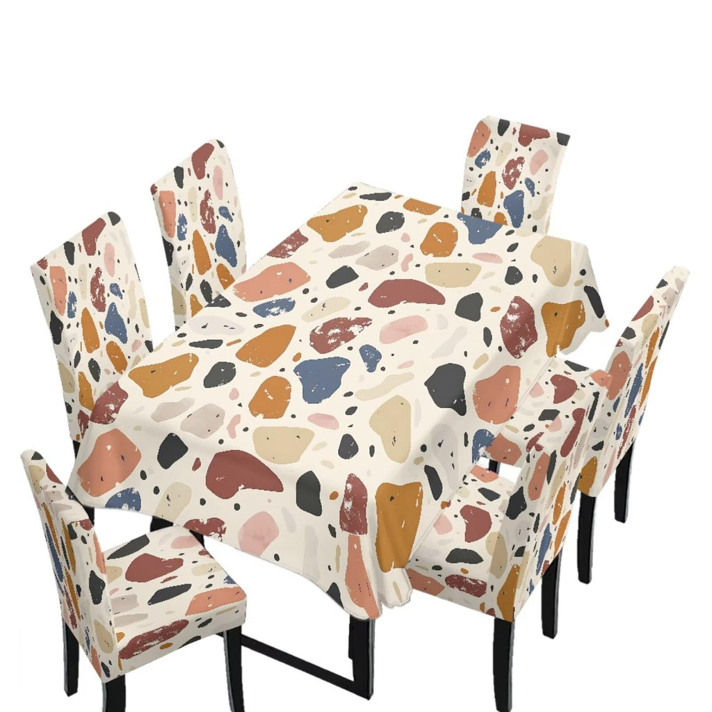 Dining Seat Slipcovers for Easter Decor Set of 7 Includes Tablecloths and Stretch Removable Dining Room Chair Covers Stain Resistant Table Protector, Easter Egg Love Heart Gnome Print