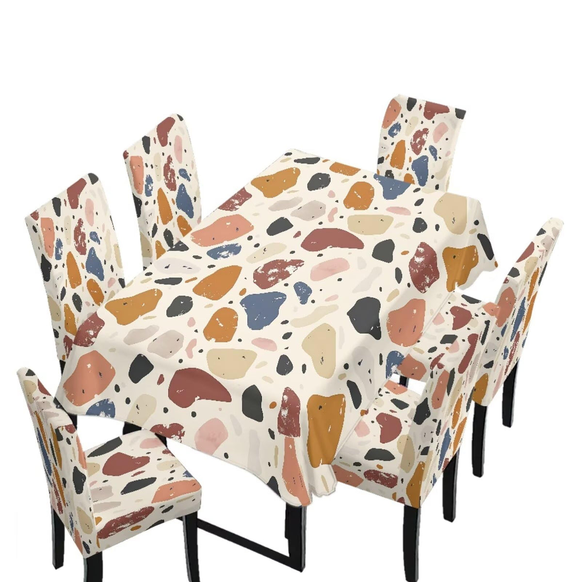 Dining Seat Slipcovers for Easter Decor Set of 7 Includes Tablecloths and Stretch Removable Dining Room Chair Covers Stain Resistant Table Protector, Easter Egg Love Heart Gnome Print