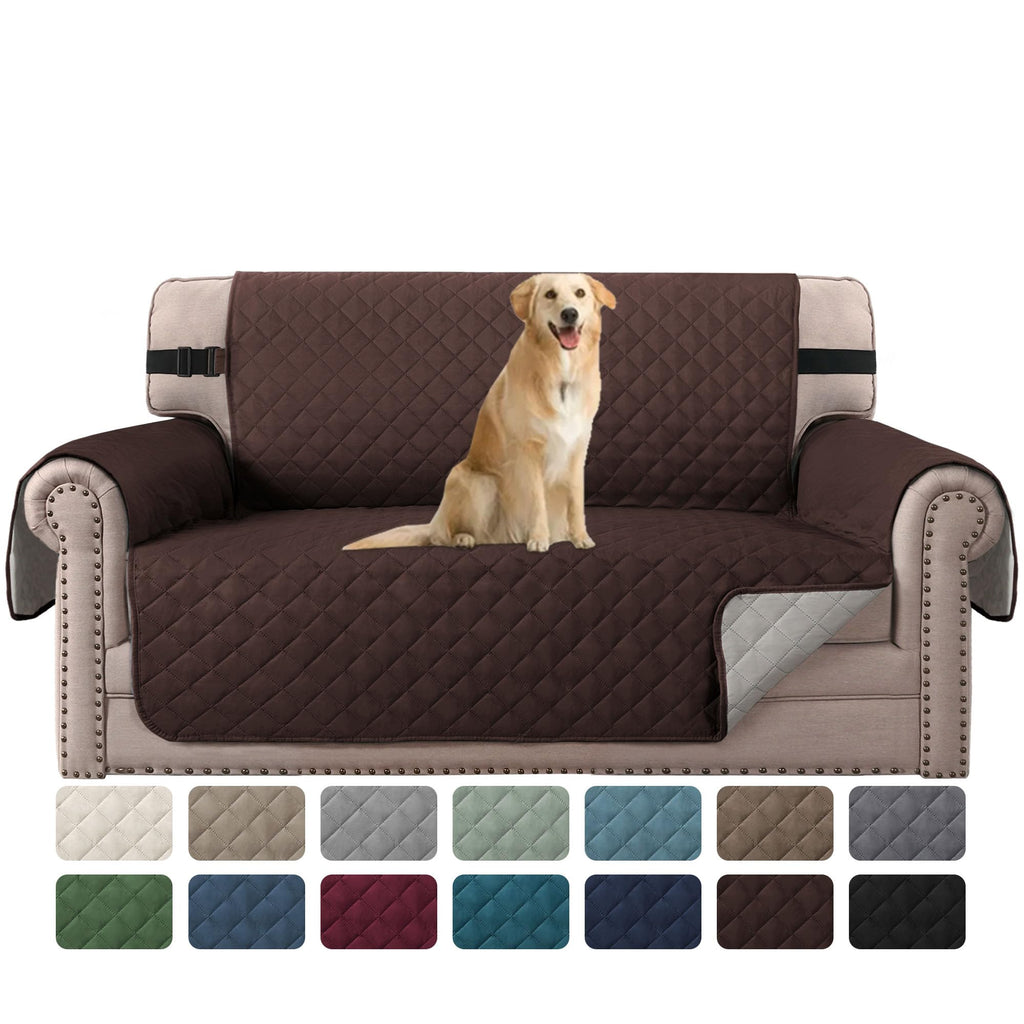 H.VERSAILTEX Reversible Couch Cover for 2 Cushion Couch Water Resistant Loveseat Washable Furniture Cover with Non-Slip Elastic Strap for Dogs, Pets, Kids(Oversized Loveseat, Charcoal Grey)