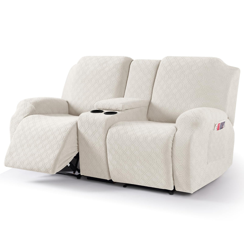 VANSOFY Stretch Recliner Loveseat Cover with Middle Console, Chocolate