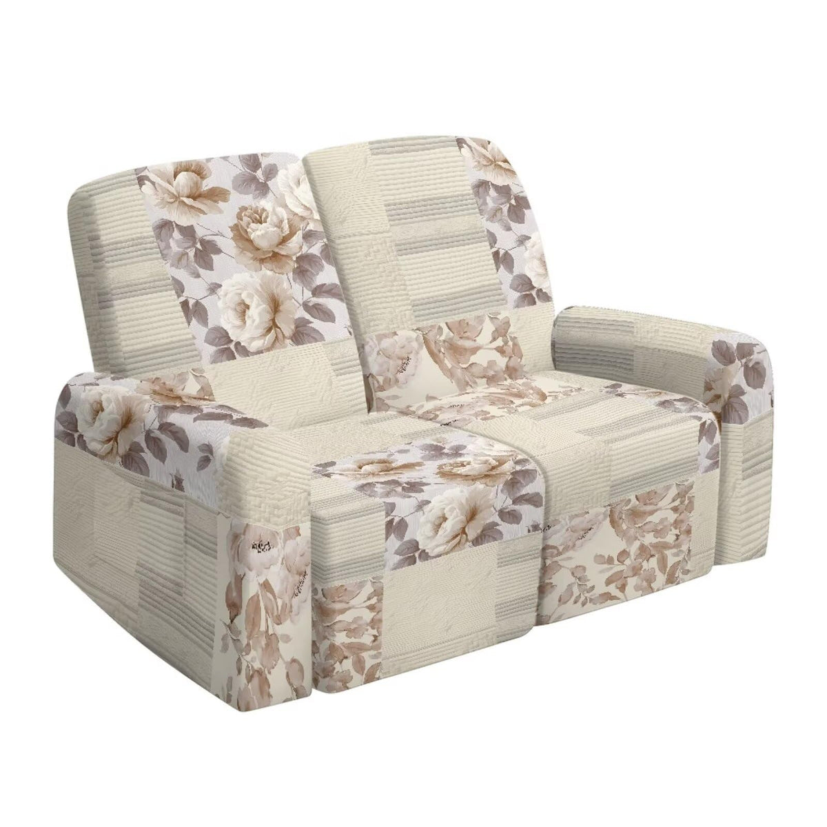 6 Pieces Stretch Recliner Loveseat Covers, Mid-Century Modern Geometric Washable Slipcovers Soft Furniture Protectors with Elastic Bottom for Kids and Pets 2 Seater