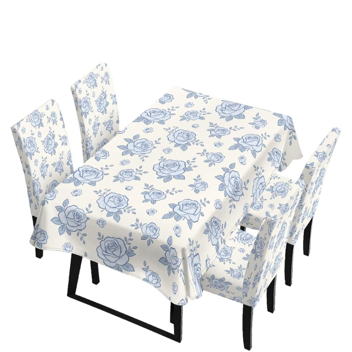 Light Grey 7 Pcs Tablecloth and Chair Covers Set Removable Chair Covers Set of 6 with Table Cover for Dining Room Washable Furniture Protector for Family Gathering Potluck