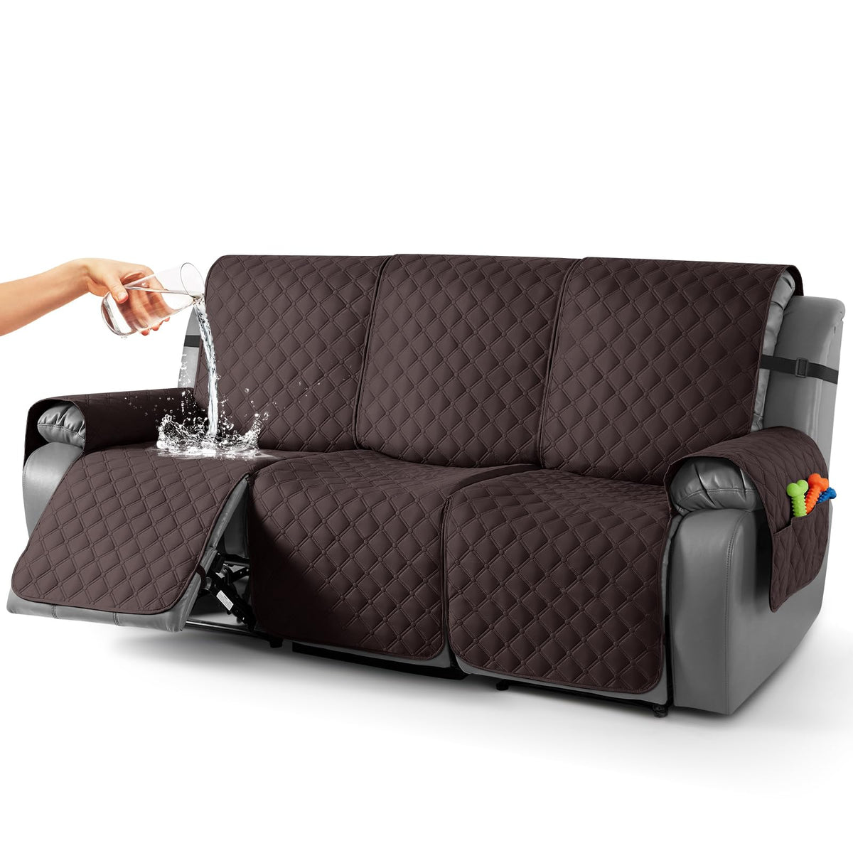 TAOCOCO 100% Waterproof Loveseat Recliner Covers Reversible, Charcoal Gray