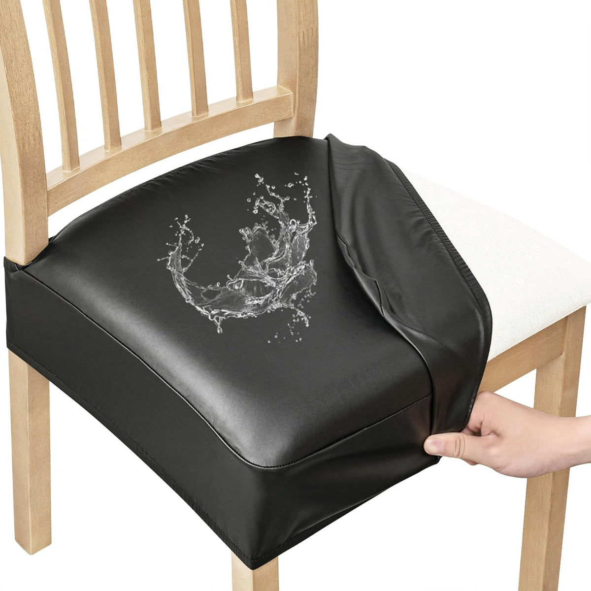 Smiry Waterproof Pu Leather Seat Covers for Dining Room Chairs Set of 4