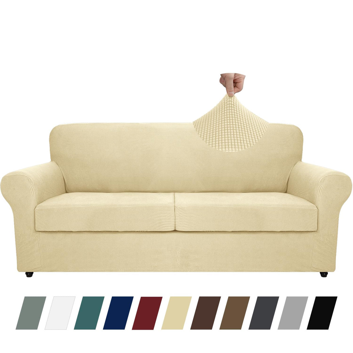 MAXIJIN 2 Piece Couch Covers for 2 Cushion Couch Super Stretch Loveseat Slipcover Dogs Pet Proof Fitted Furniture Protector Spandex Non Slip Sofa Love Seat Cover Washable (Loveseat, Gray)
