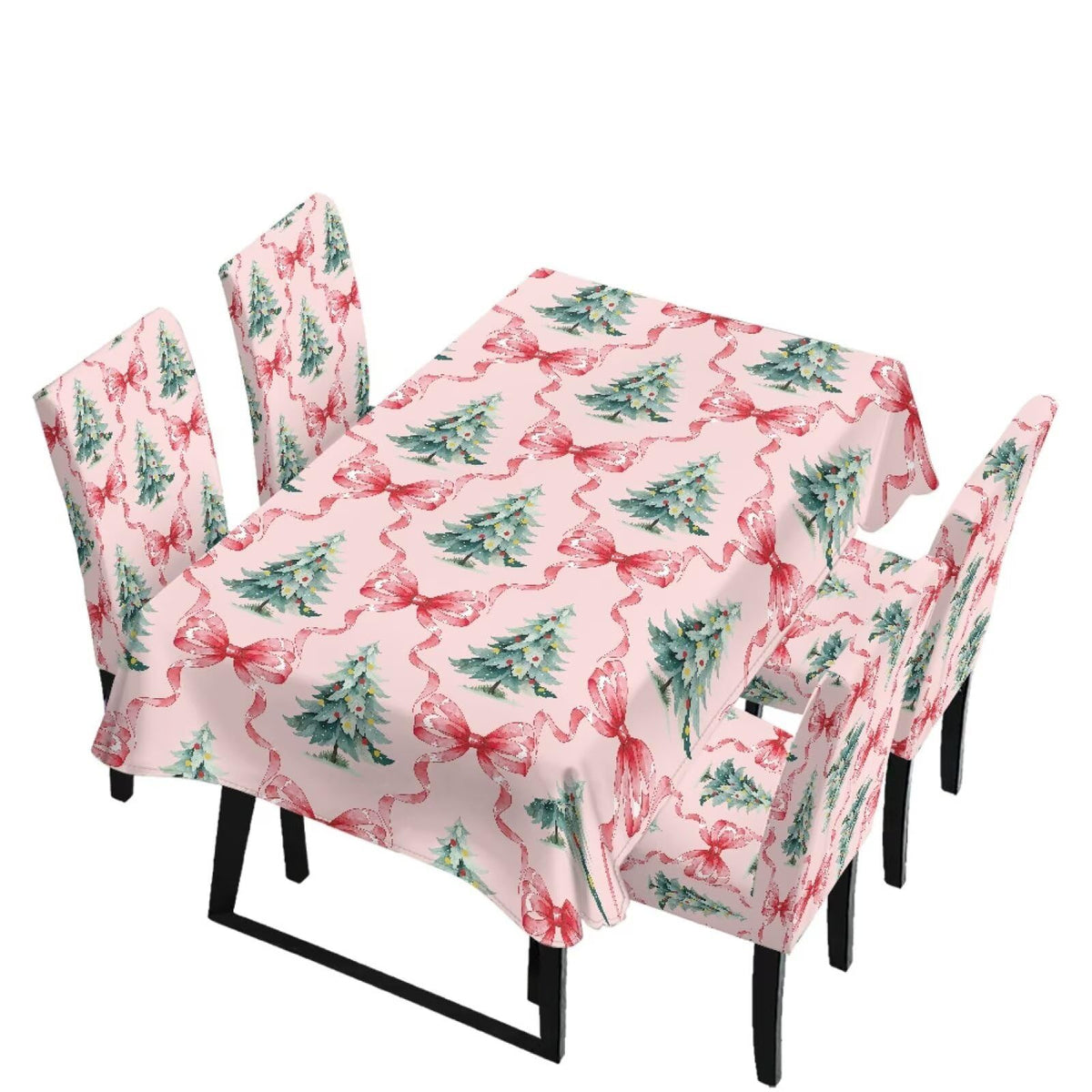 Poinsettia Dining Table & Chair Cover Set for Christmas, Stretch