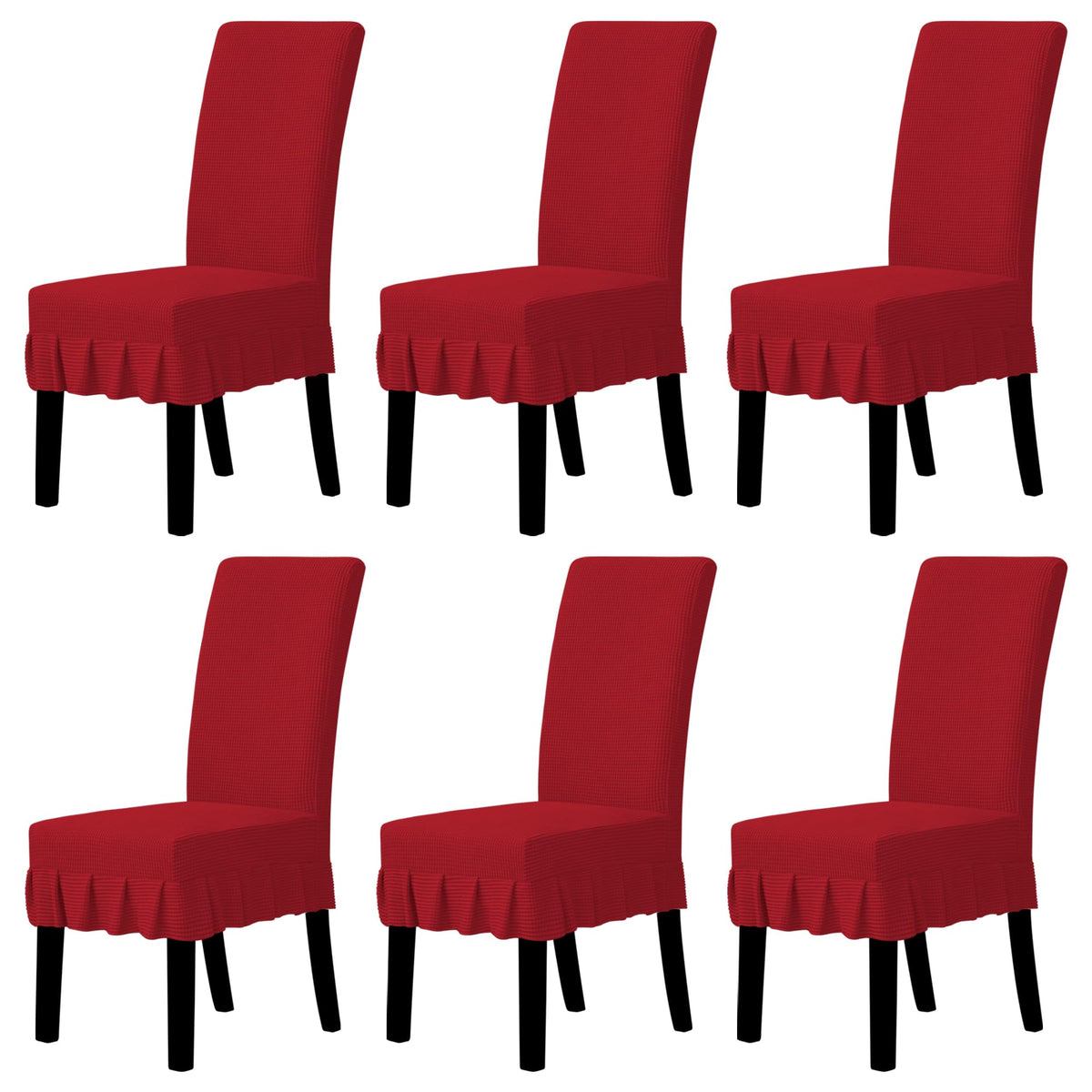Easy-Going 2 PCS Stretch Dining Room Chair Covers with Skirt, Light Gray