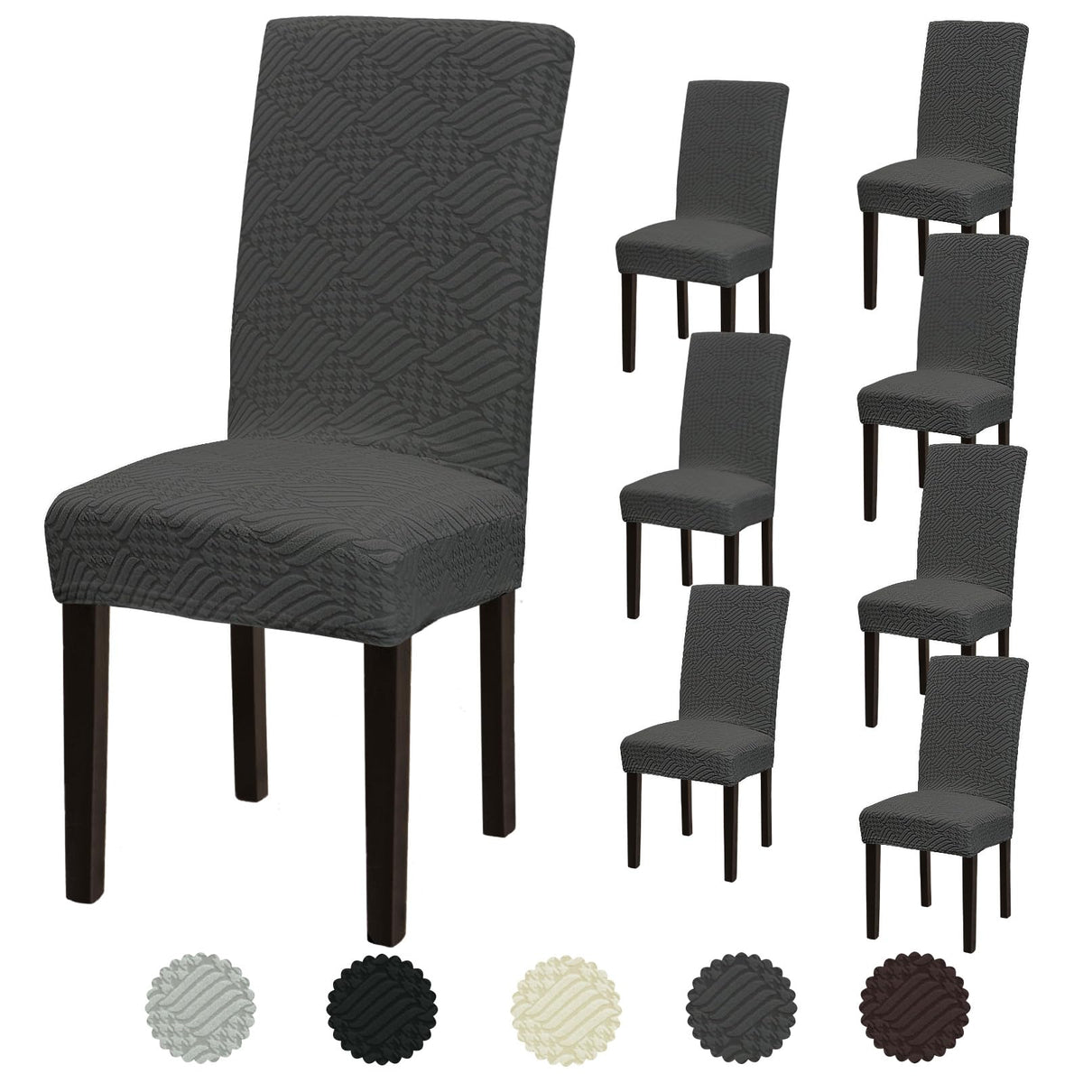 Stretch Dining Room Chair Covers Set of 6, Removable Washable Chair Covers for Dining Chairs,Dining Room, Hotel, Ceremony