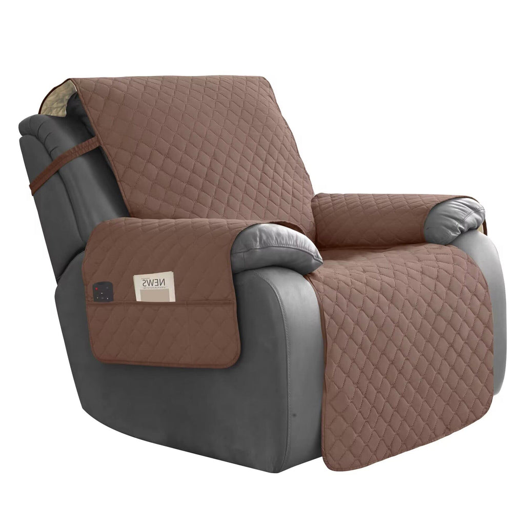 Easy-Going Waterproof Recliner Loveseat Sofa Cover with Pocket, 1-Piece Reversible Couch Cover for 2 Seat Recliner, Protector with Elastic Straps for Pets(Recliner Loveseat, Gray/Light Gray)