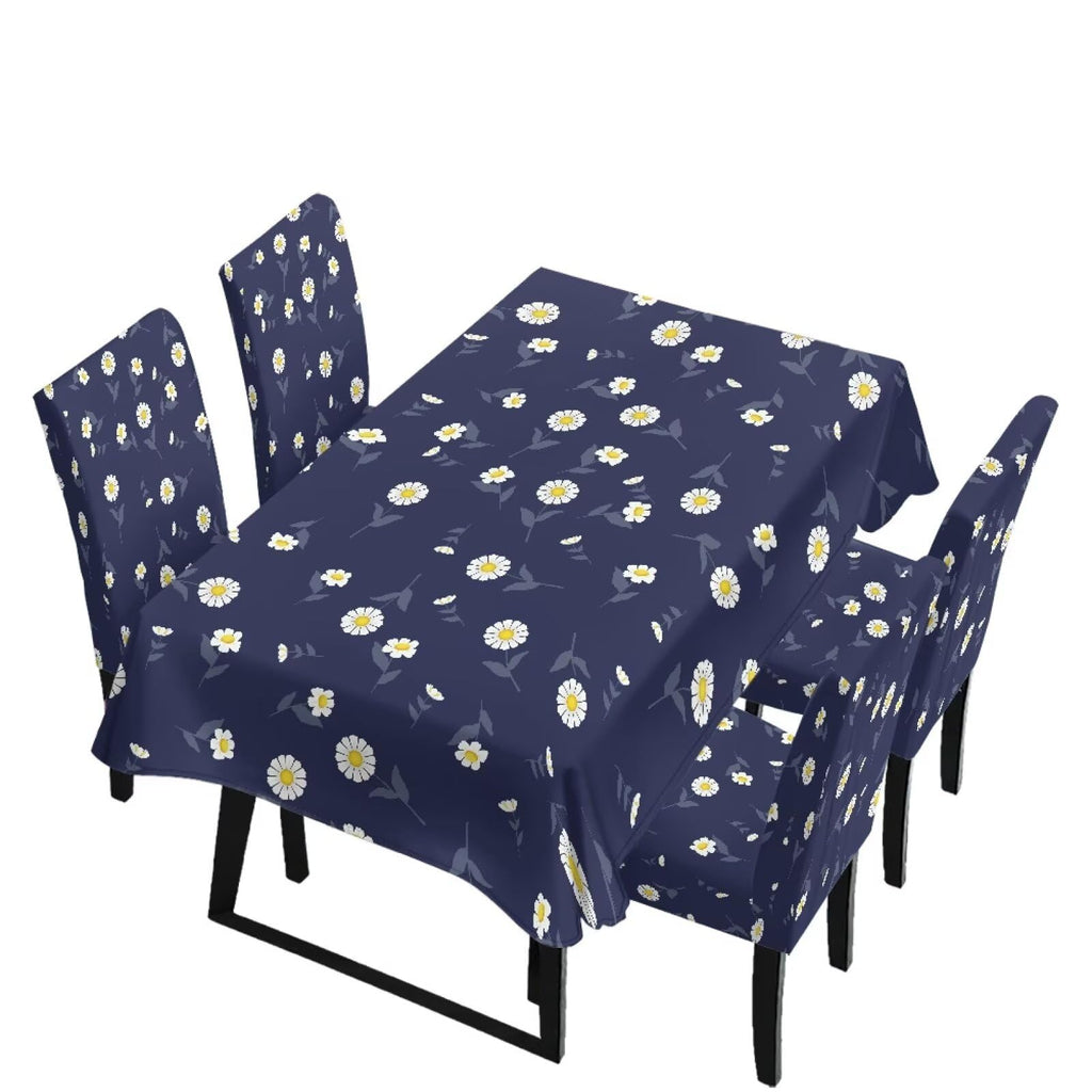 Light Grey 7 Pcs Tablecloth and Chair Covers Set Removable Chair Covers Set of 6 with Table Cover for Dining Room Washable Furniture Protector for Family Gathering Potluck
